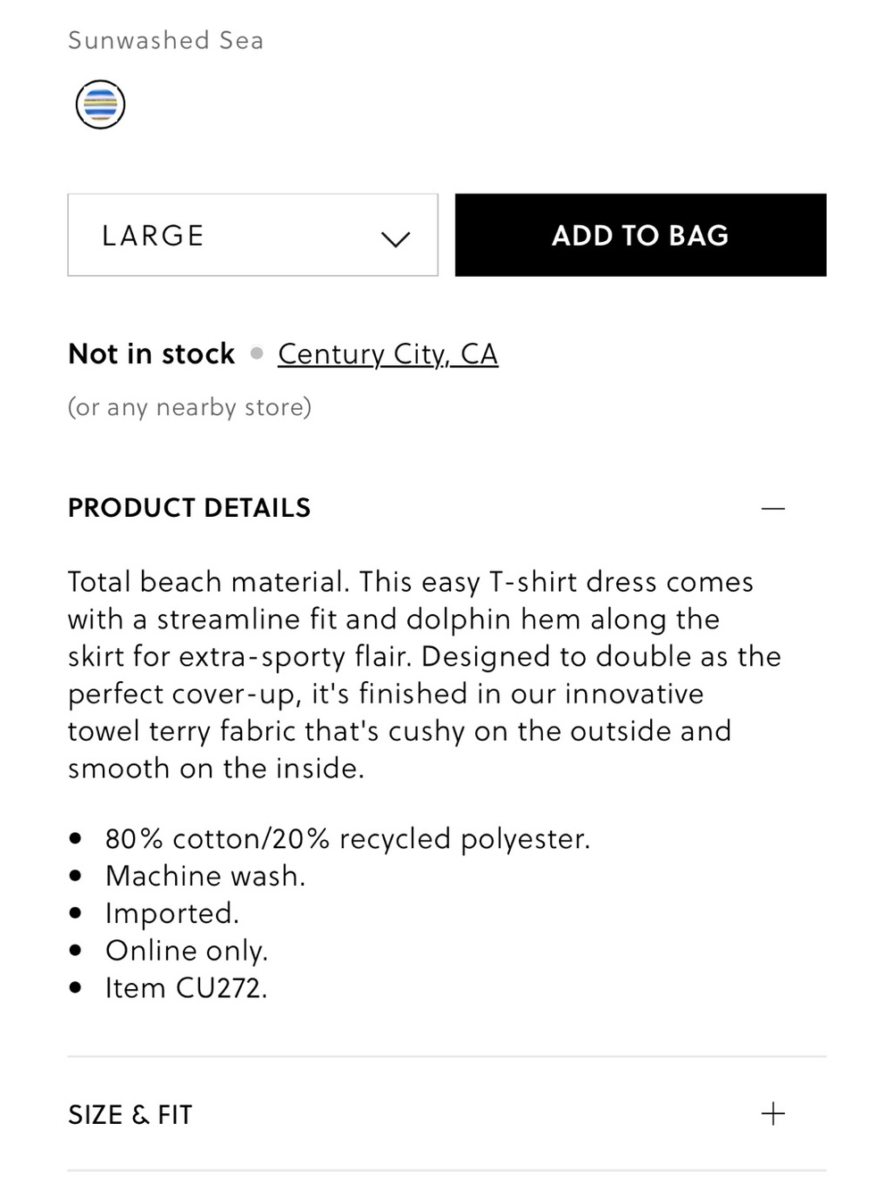 J. Crew Towel Terry T-shirt Dress in Stripe Sunwashed Sea - Picture 6 of 9